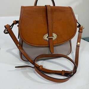 Dooney & Bourke Cristina Smoke Tan Purple Leather Luxury Crossbody Shoulder Bag